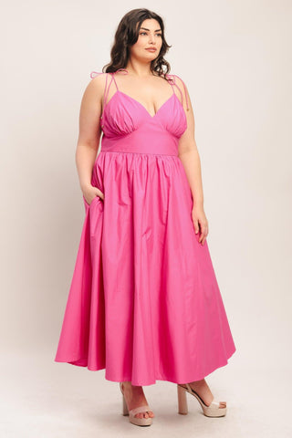 PRETTY IN PINK WOVEN MIDI DRESS - Glamourous Grace LLC