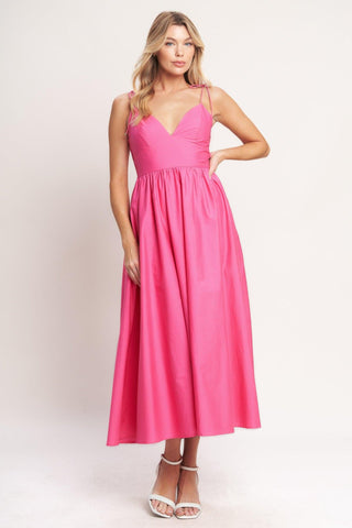 PRETTY IN PINK WOVEN MIDI DRESS - Glamourous Grace LLC