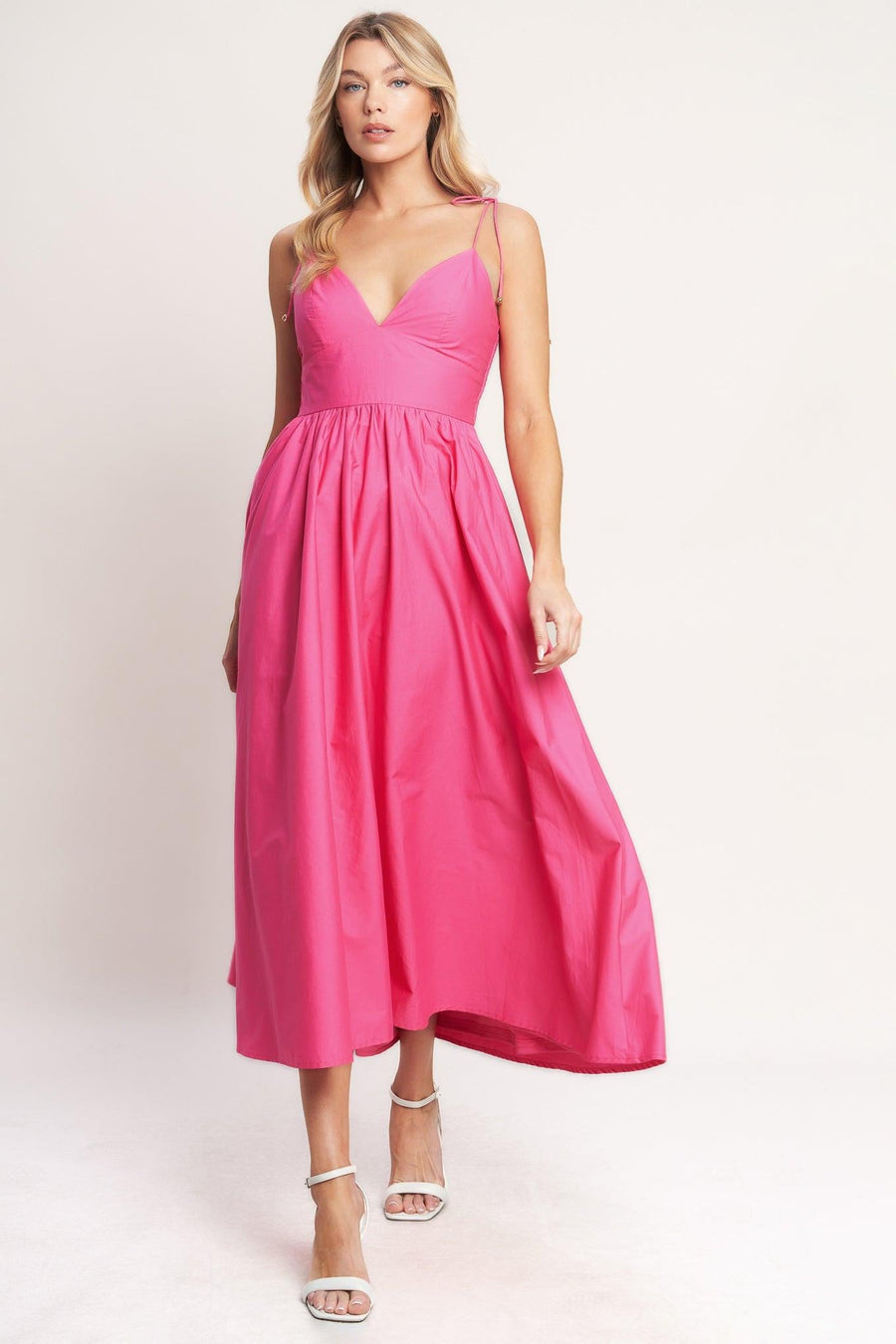 PRETTY IN PINK WOVEN MIDI DRESS - Glamourous Grace