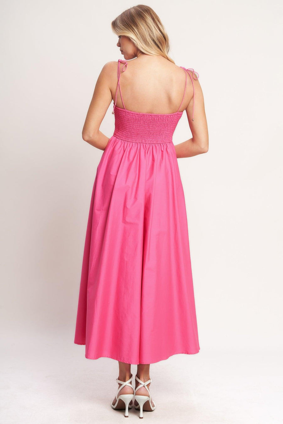 PRETTY IN PINK WOVEN MIDI DRESS - Glamourous Grace