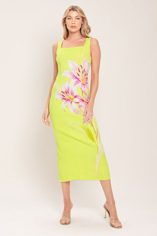LUSH LIME WOVEN MIDI DRESS - Glamourous Grace
