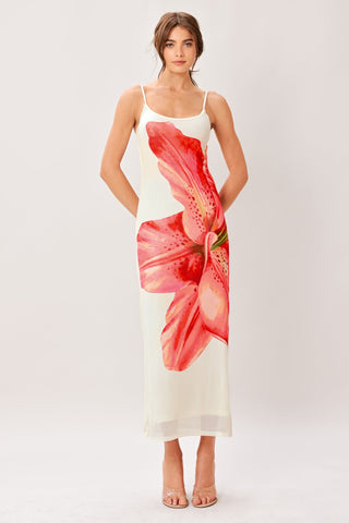 BLOOM STATEMENT POWER MESH CAMI MIDI DRESS - Glamourous Grace
