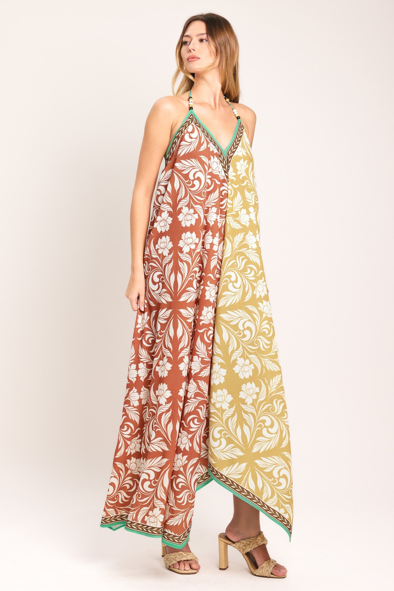 WARM PARADISE WOVEN MIDI SCARF DRESS - Glamourous Grace