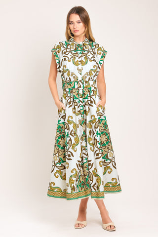 EMERALD ORNATE WOVEN MIDI SHIRT DRESS - Glamourous Grace