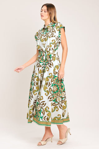 EMERALD ORNATE WOVEN MIDI SHIRT DRESS - Glamourous Grace