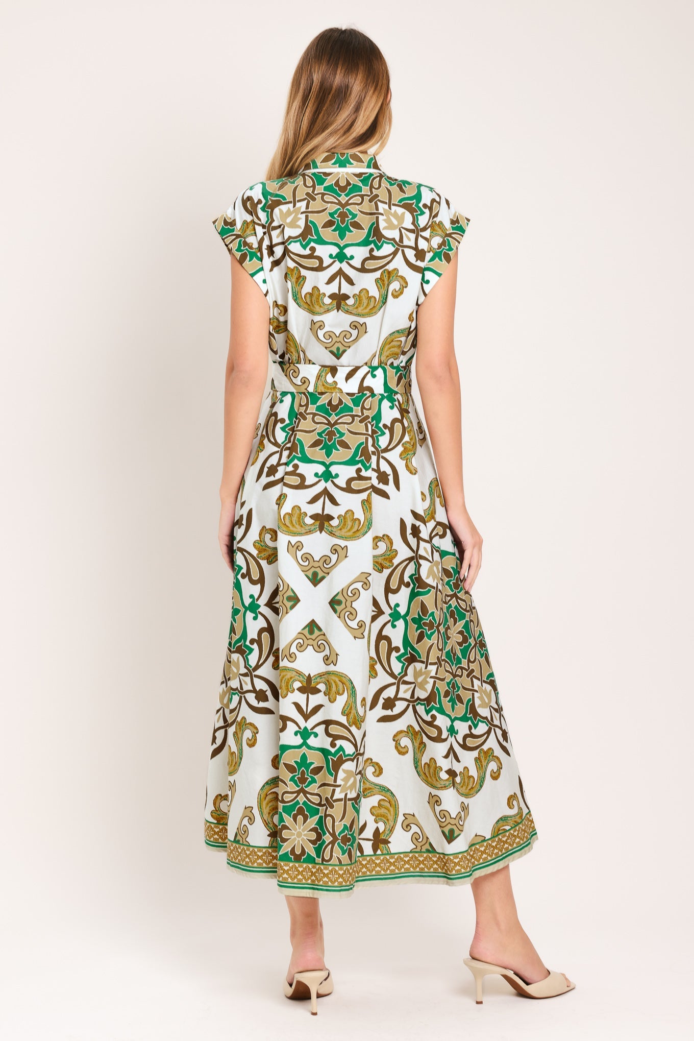 EMERALD ORNATE WOVEN MIDI SHIRT DRESS - Glamourous Grace