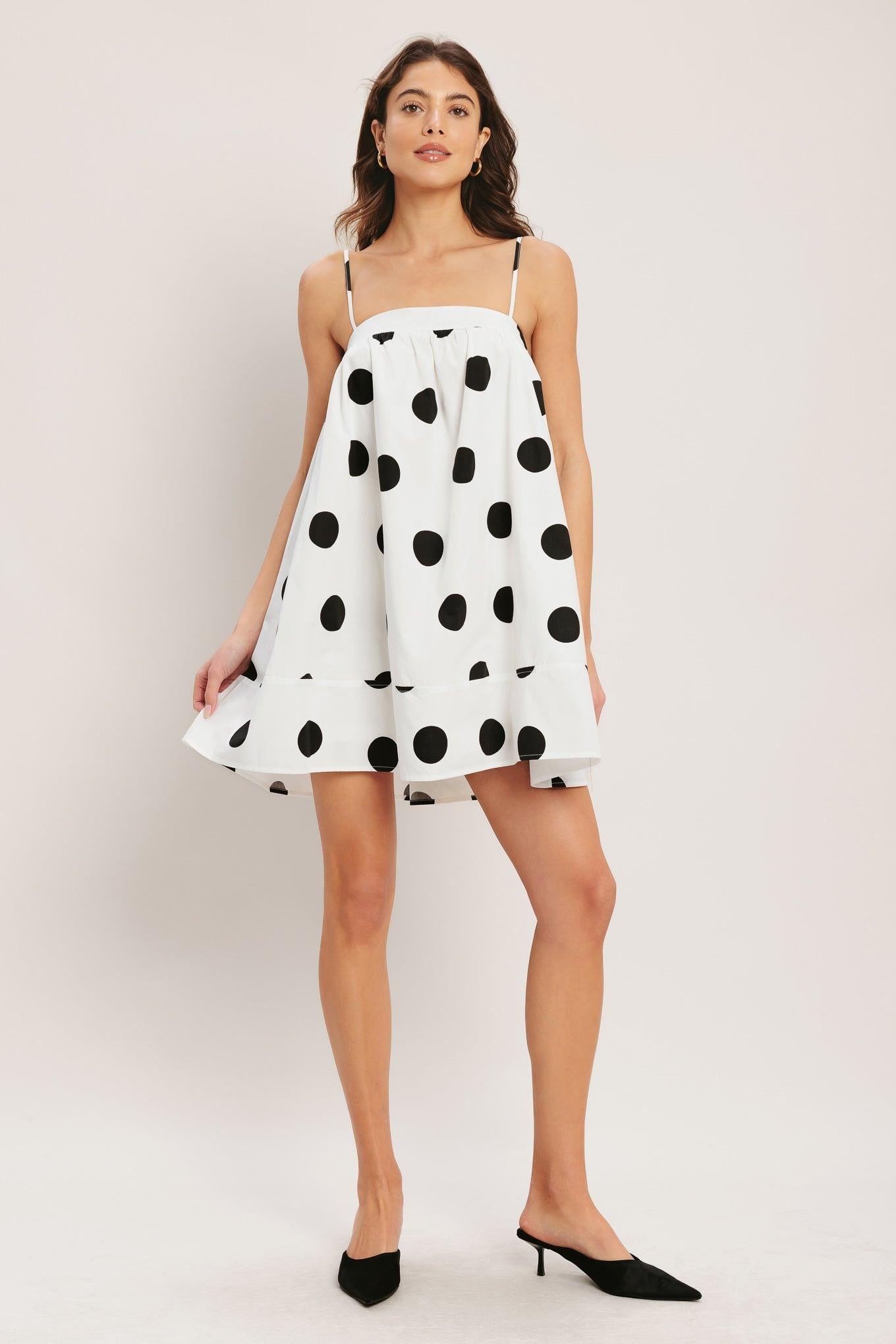 RUNWAY POLKA WOVEN MINI DRESS - Glamourous Grace