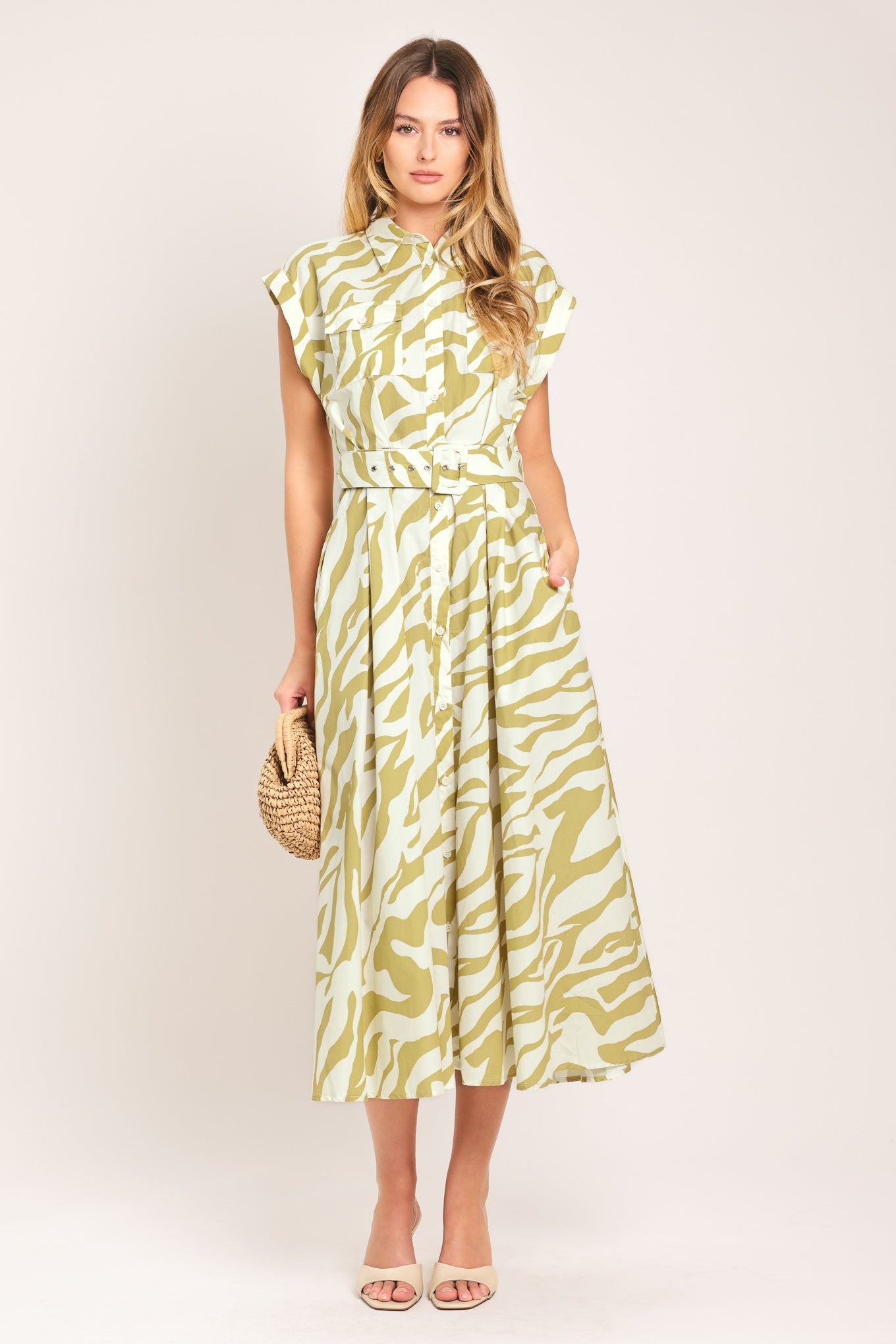 SOFT ZEBRA WOVEN MIDI SHIRT DRESS - Glamourous Grace