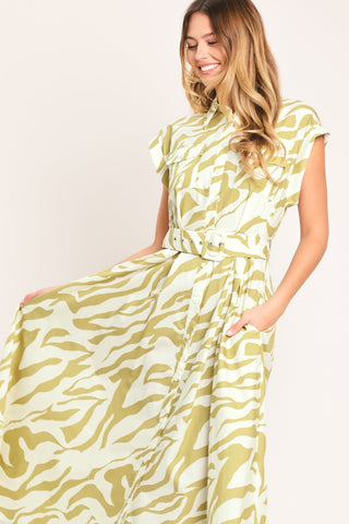 SOFT ZEBRA WOVEN MIDI SHIRT DRESS - Glamourous Grace