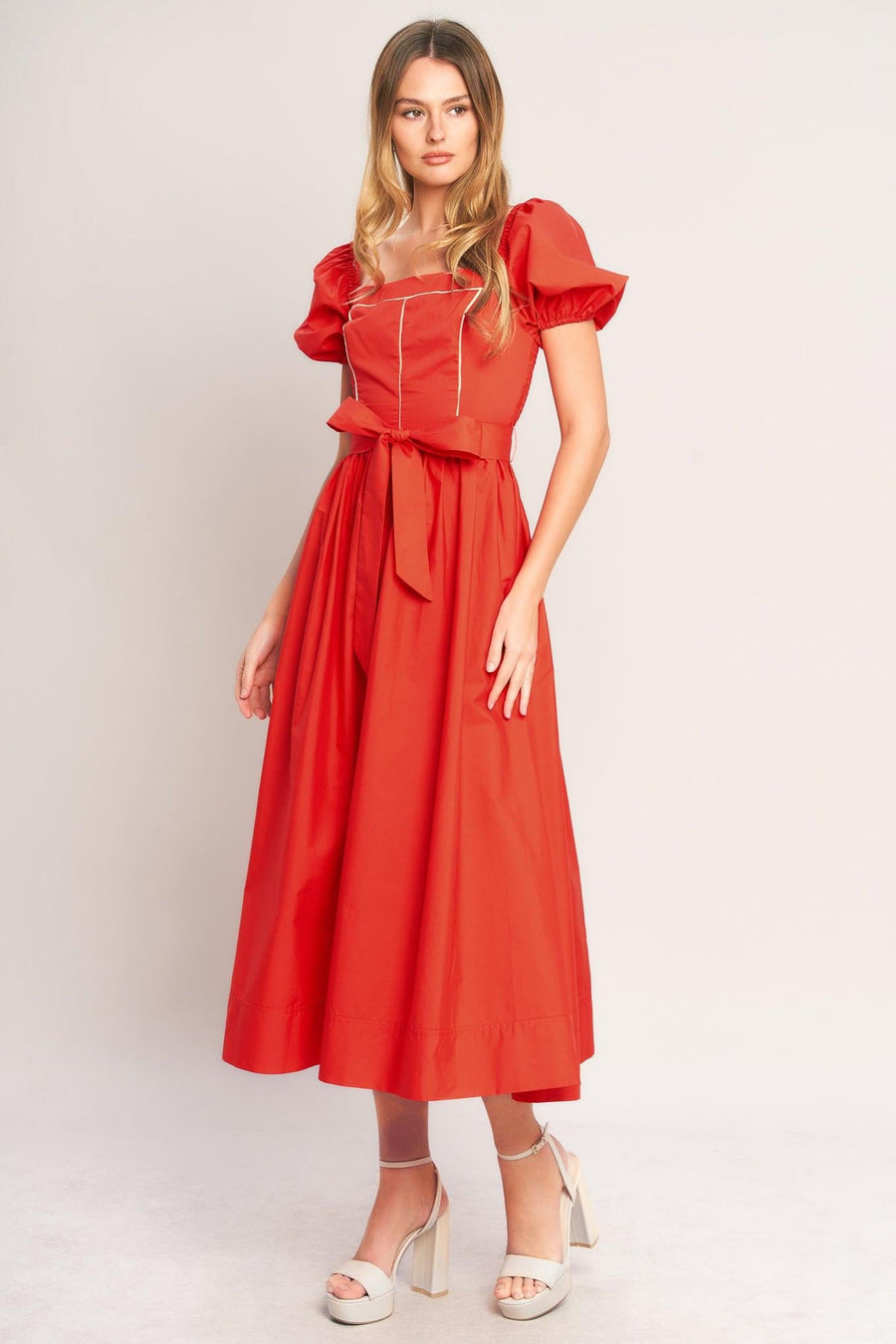 SUNSET ROMANCE WOVEN MIDI DRESS - Glamourous Grace