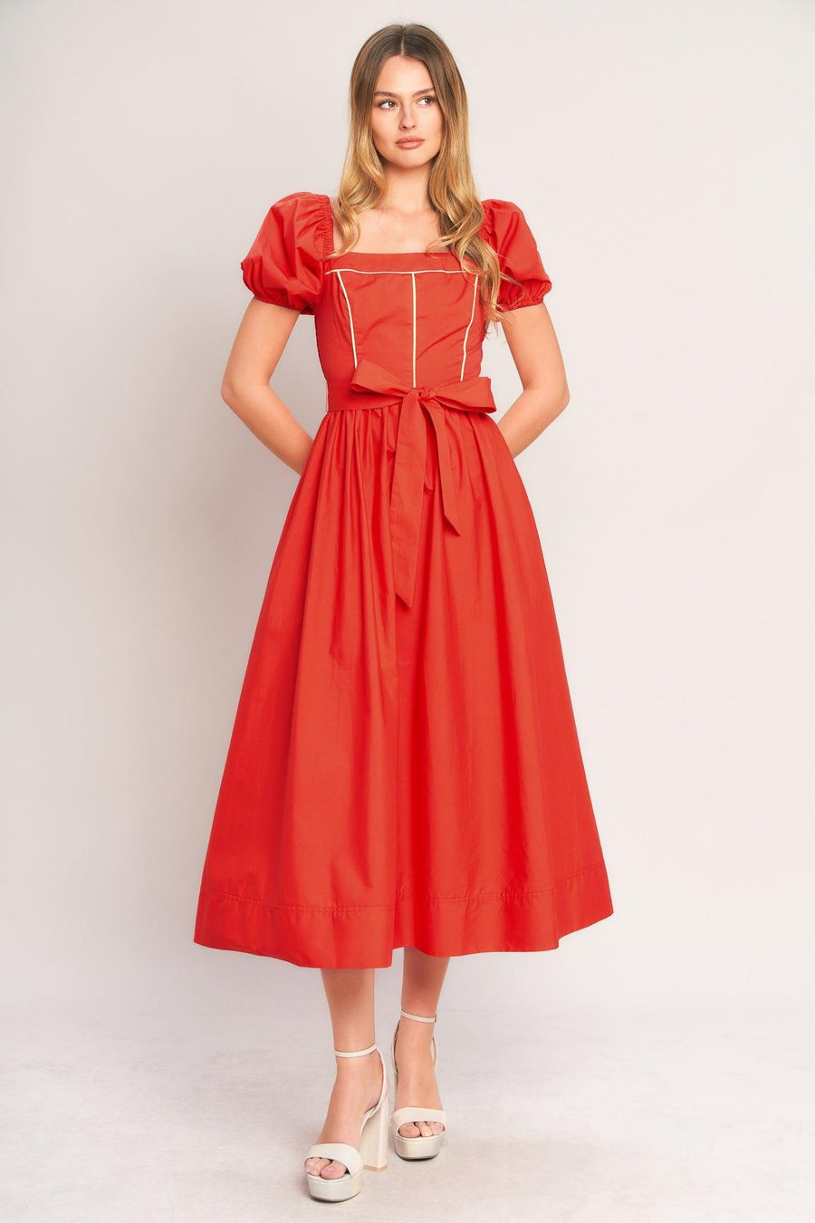 SUNSET ROMANCE WOVEN MIDI DRESS - Glamourous Grace