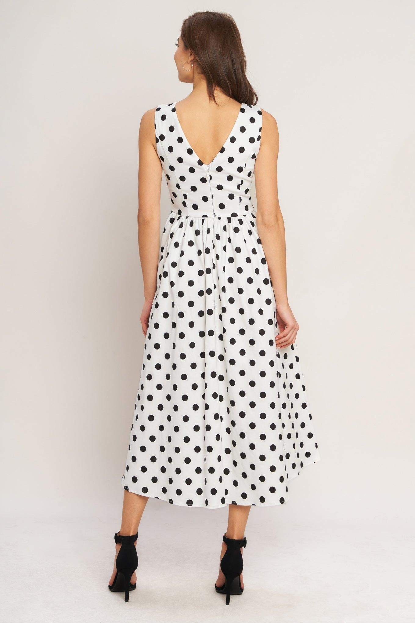 VINTAGE WHISPER POLKA WOVEN MIDI DRESS - Glamourous Grace