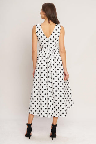 VINTAGE WHISPER POLKA WOVEN MIDI DRESS - Glamourous Grace