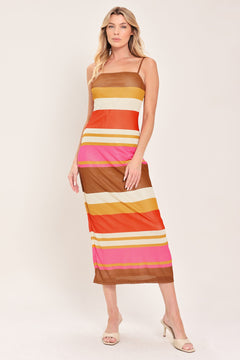 HEAT WAVES POWER MESH MIDI DRESS