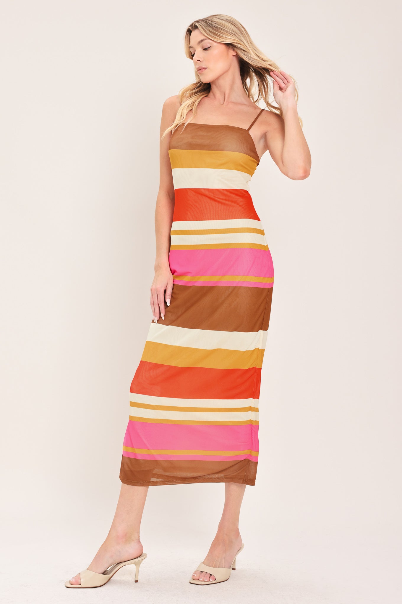 HEAT WAVES POWER MESH MIDI DRESS - Glamourous Grace