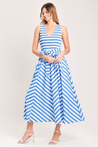 BLUE SERENA WOVEN MIDI DRESS - Glamourous Grace