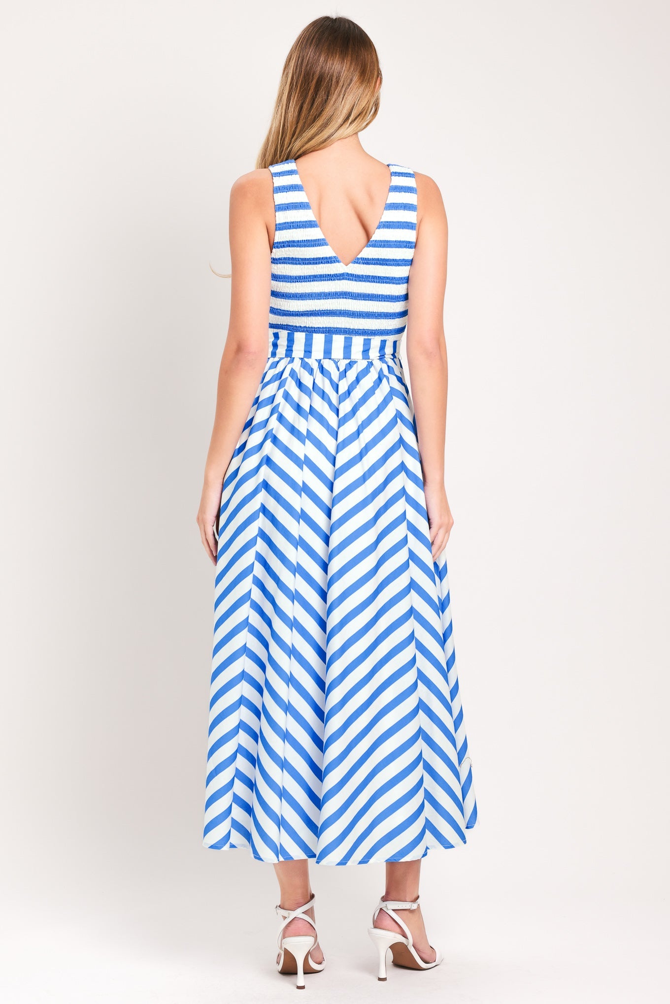 BLUE SERENA WOVEN MIDI DRESS - Glamourous Grace