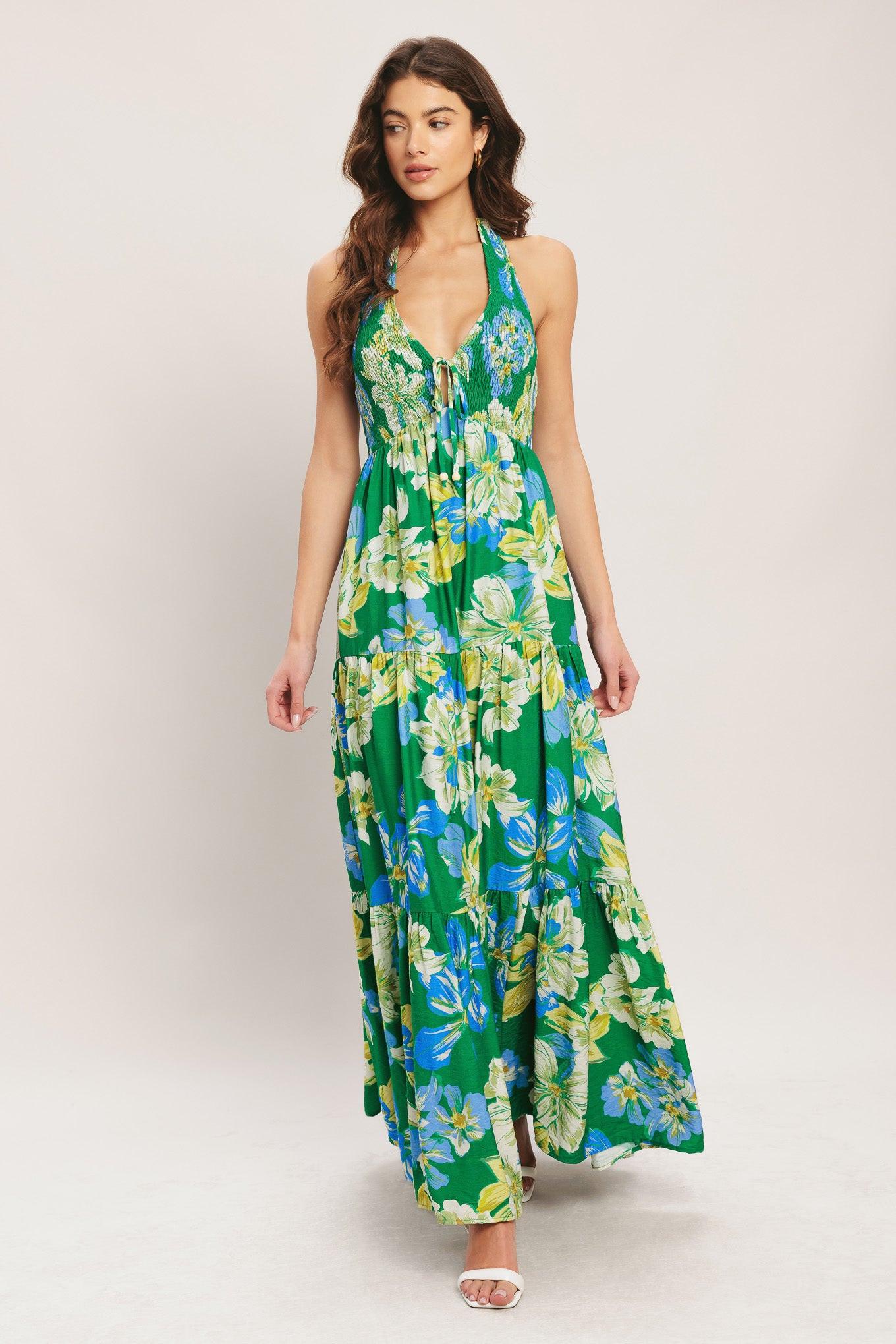 PALM SHORE BLOOM WOVEN MAXI DRESS - Glamourous Grace