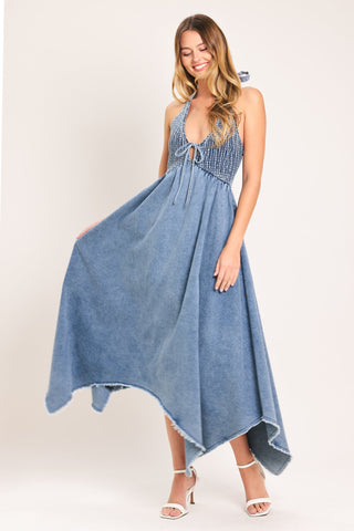 SWEET EMBRACE DENIM MIDI DRESS - Glamourous Grace