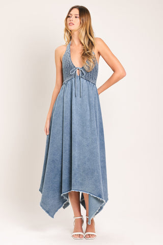 SWEET EMBRACE DENIM MIDI DRESS - Glamourous Grace