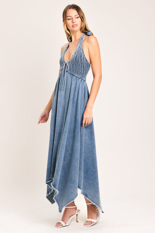SWEET EMBRACE DENIM MIDI DRESS - Glamourous Grace