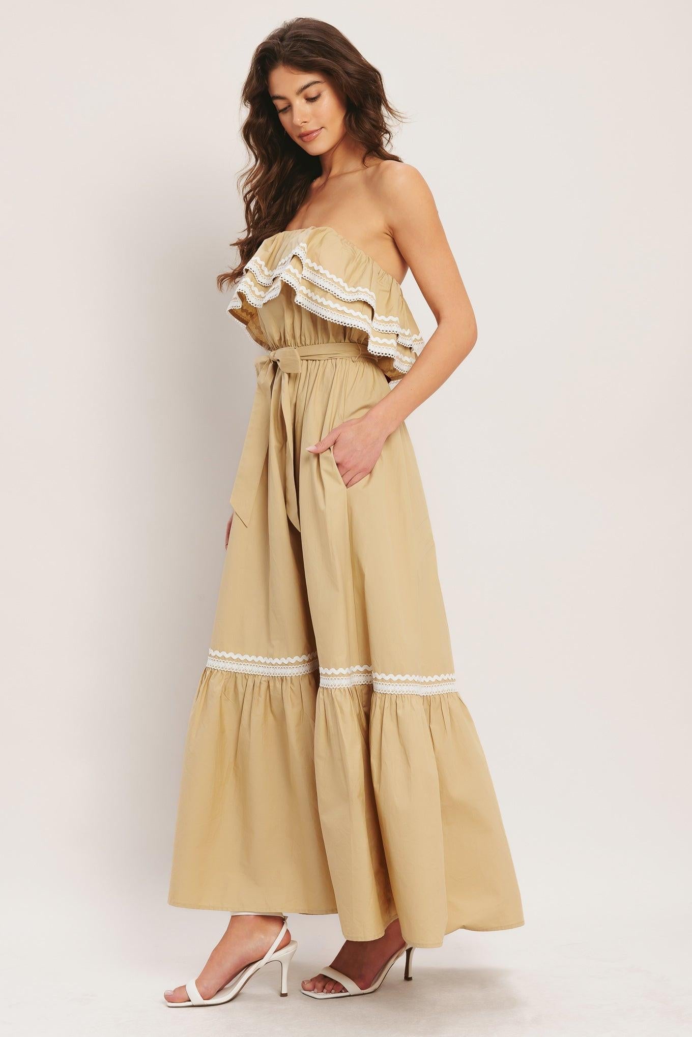 GOLDEN DUNE WOVEN ANKLE DRESS - Glamourous Grace