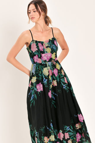 SHADOW FLORAL WOVEN MIDI DRESS - Glamourous Grace