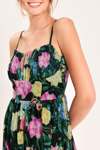 SHADOW FLORAL WOVEN MIDI DRESS - Glamourous Grace