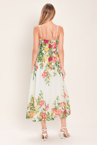 SHADOW FLORAL WOVEN MIDI DRESS - Glamourous Grace