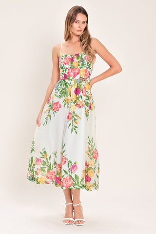 SHADOW FLORAL WOVEN MIDI DRESS - Glamourous Grace