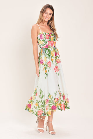 SHADOW FLORAL WOVEN MIDI DRESS - Glamourous Grace