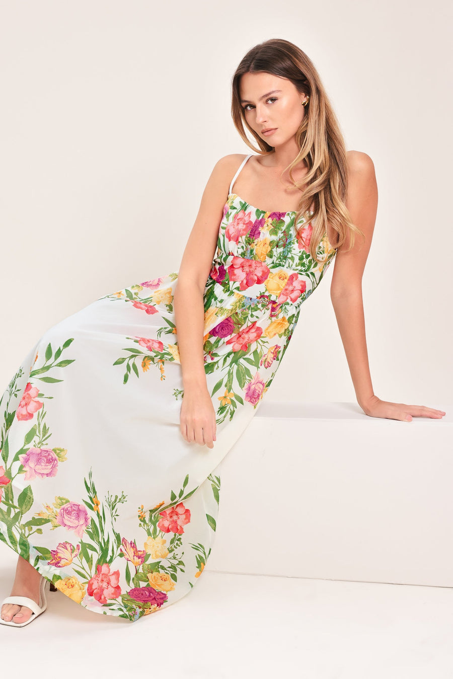 SHADOW FLORAL WOVEN MIDI DRESS - Glamourous Grace