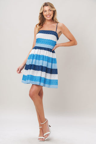 SHORELINE SWEET WOVEN EYELET MINI DRESS - Glamourous Grace