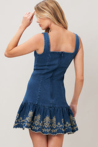VINTAGE WAVE DENIM MINI DRESS - Glamourous Grace