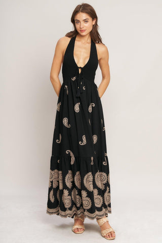 MIDNIGHT CHARM WOVEN MIDI DRESS - Glamourous Grace