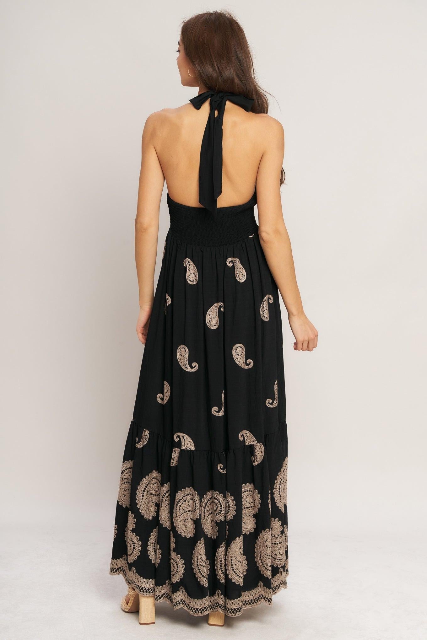 MIDNIGHT CHARM WOVEN MIDI DRESS - Glamourous Grace