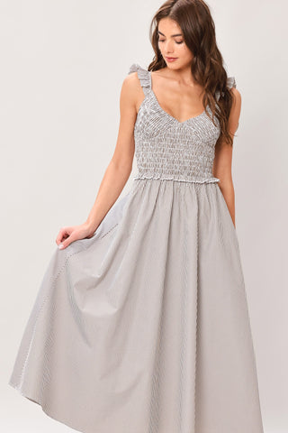 SWEET STRIPE WOVEN MIDI DRESS - Glamourous Grace