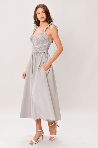 SWEET STRIPE WOVEN MIDI DRESS - Glamourous Grace