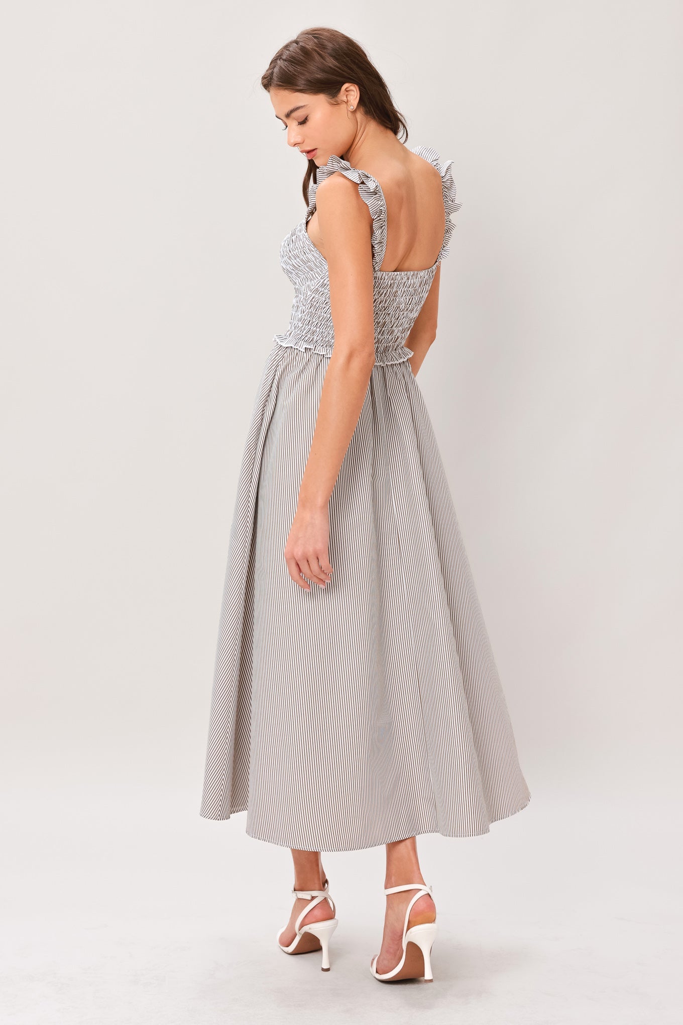SWEET STRIPE WOVEN MIDI DRESS - Glamourous Grace