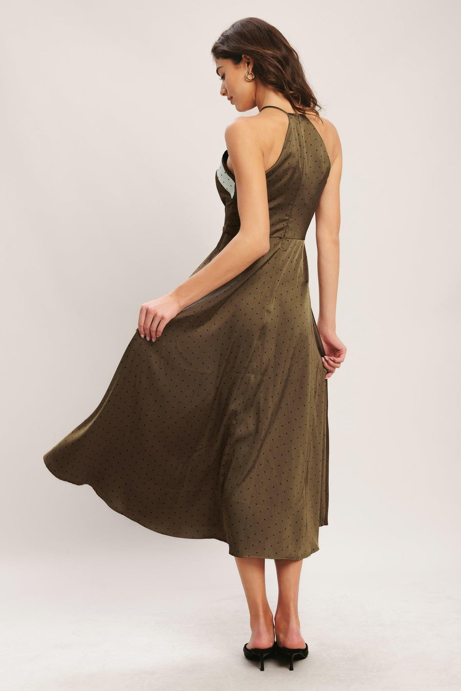 ESPRESSO CHIC WOVEN SATIN MIDI DRESS - Glamourous Grace