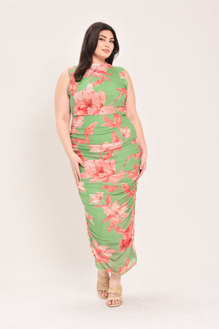 PARADISE GLOW POWER MESH MIDI DRESS - Glamourous Grace