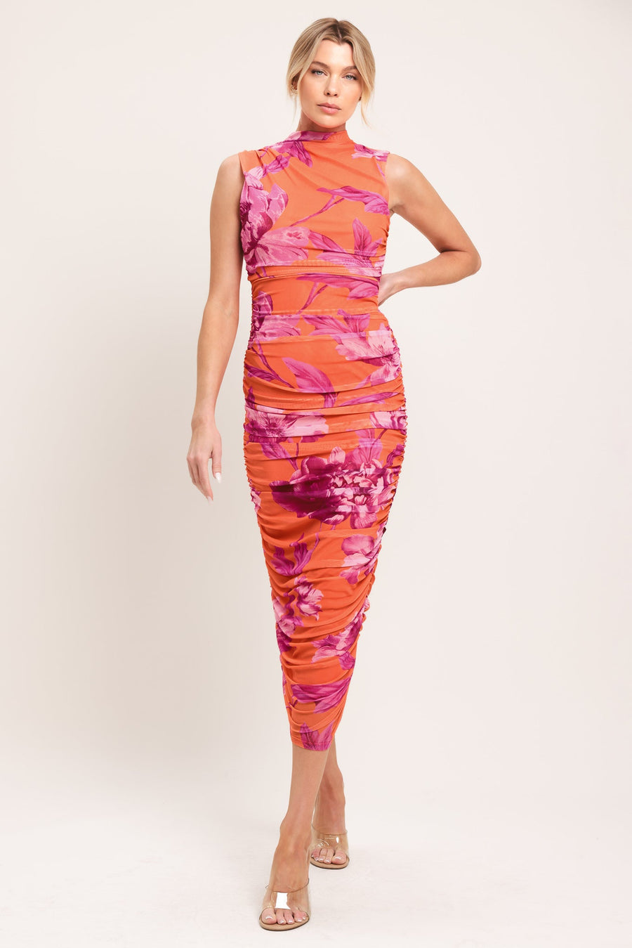 PARADISE GLOW POWER MESH MIDI DRESS - Glamourous Grace