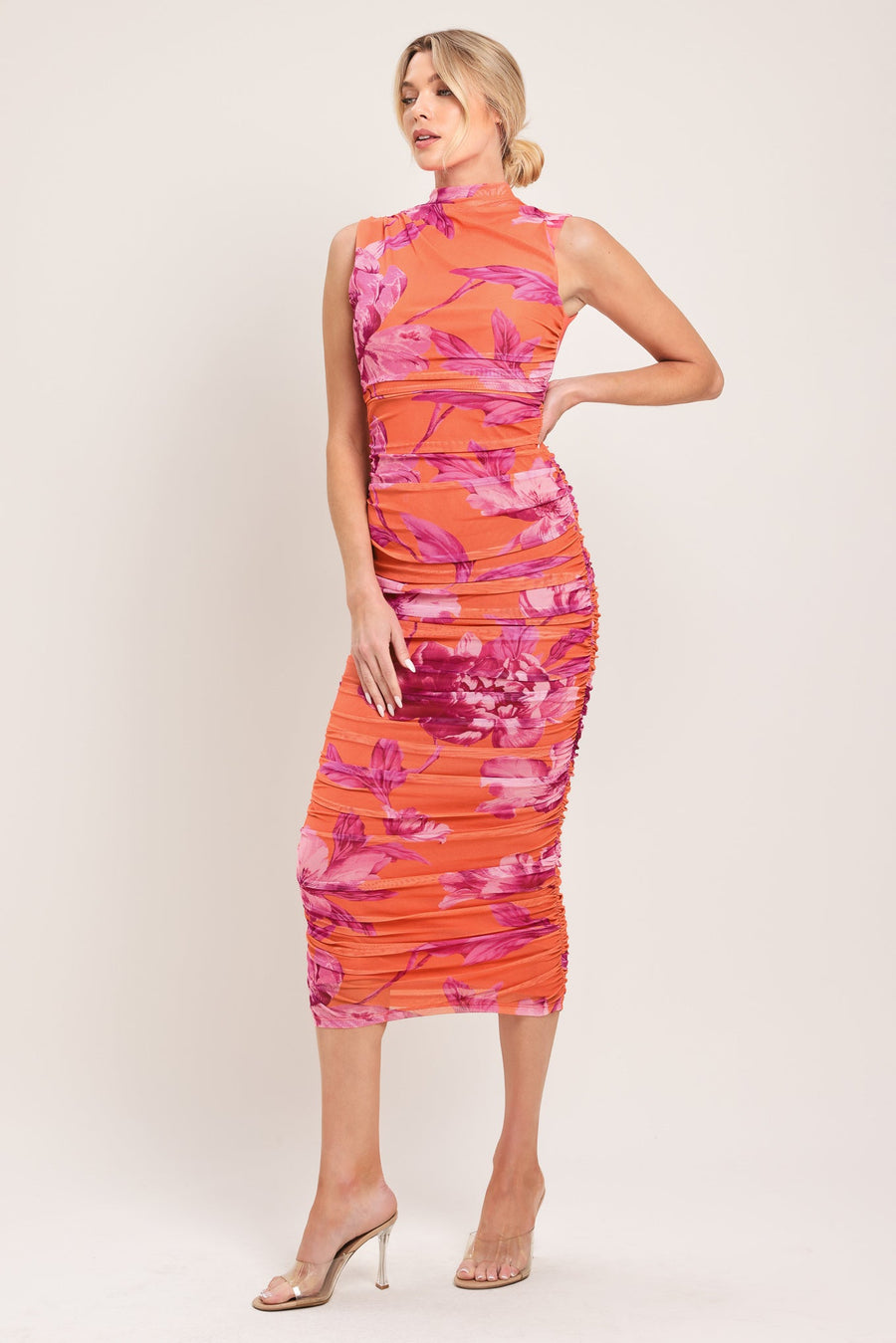 PARADISE GLOW POWER MESH MIDI DRESS - Glamourous Grace