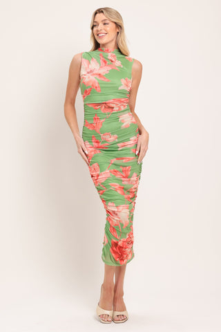 PARADISE GLOW POWER MESH MIDI DRESS - Glamourous Grace