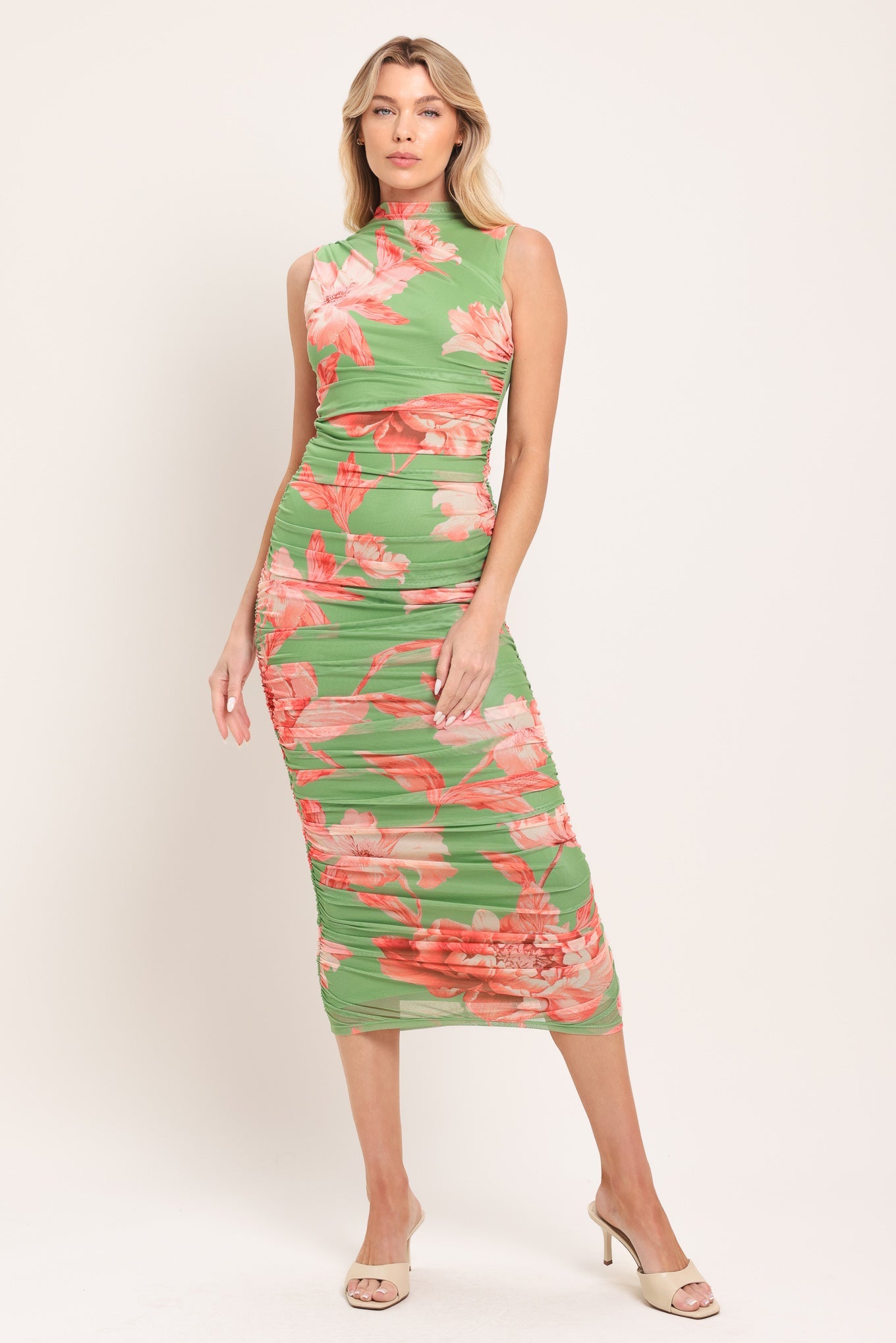 PARADISE GLOW POWER MESH MIDI DRESS - Glamourous Grace