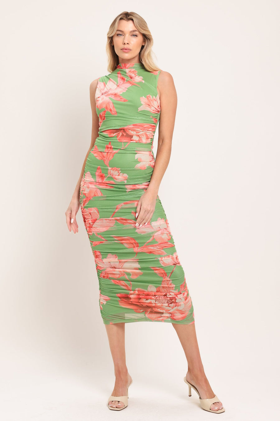 PARADISE GLOW POWER MESH MIDI DRESS - Glamourous Grace