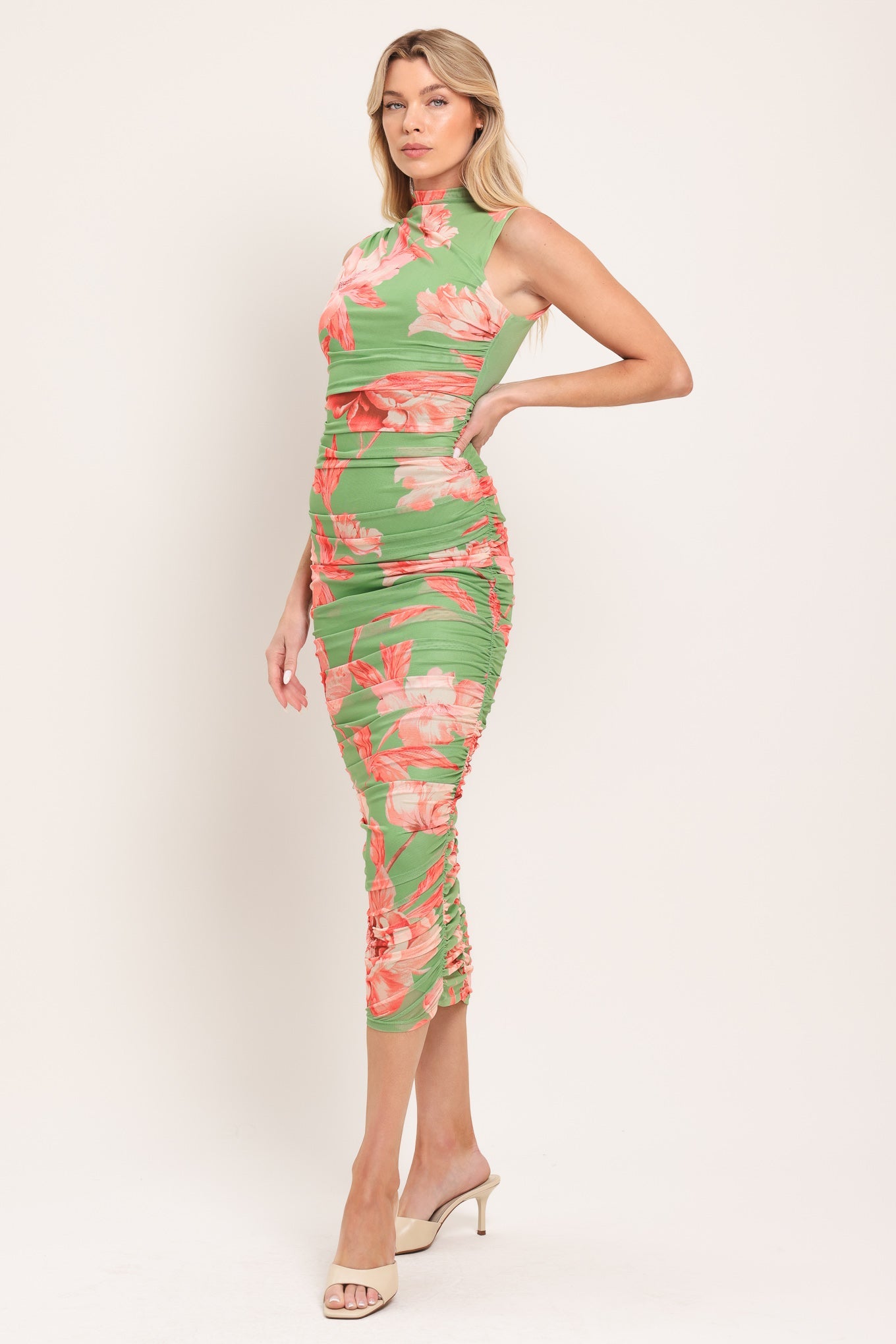 PARADISE GLOW POWER MESH MIDI DRESS - Glamourous Grace