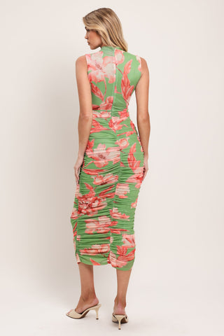 PARADISE GLOW POWER MESH MIDI DRESS - Glamourous Grace