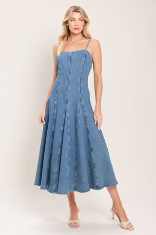 INDIGO WHISPER DENIM MIDI DRESS - Glamourous Grace