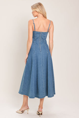 INDIGO WHISPER DENIM MIDI DRESS - Glamourous Grace